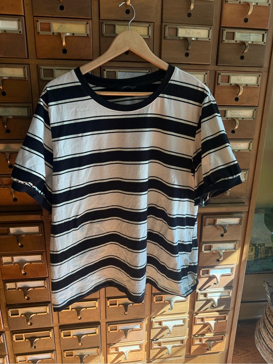 Dokotoo Tops - Dokotoo 2X Striped Crewneck Tee - Black & Cream stretch